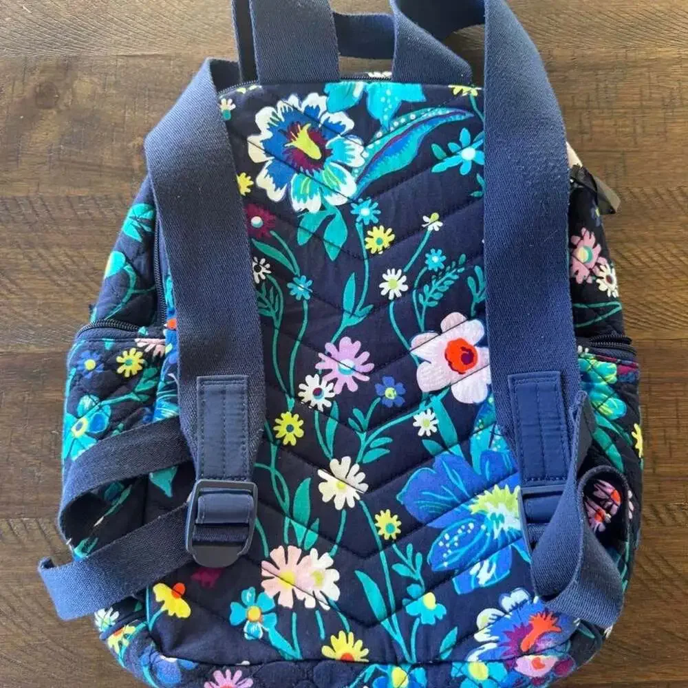 Vera Bradley Floral Quilted Cotton Backpack Midnight Garden pattern
